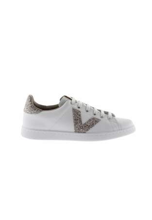 Victoria Tenis Piel & Virutas Glitter Nude