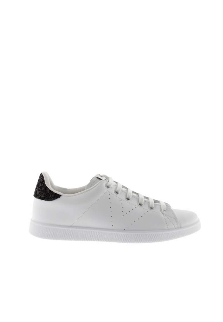 Victoria Sneaker Tennis Cuir & Glitter Negro