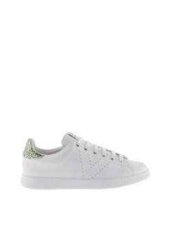 victoria sneaker tennis cuir et glitter wasabi