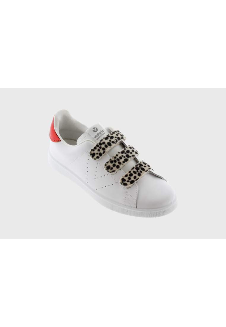 victoria tenis piel velcros animal blanco