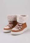 victoria bottine cuir et fourrure lacee camel