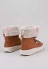 victoria bottine cuir et fourrure lacee camel