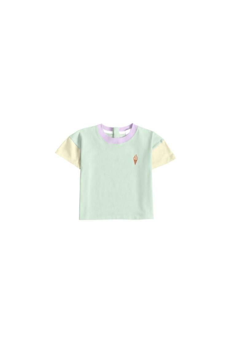 Baron B T-Shirt Color Block Vert D'Eau