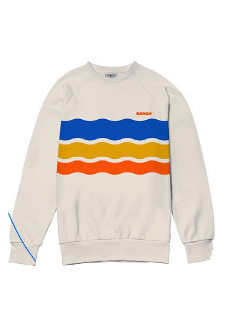Baron Crew Tricolor Waves Ivoire Orange