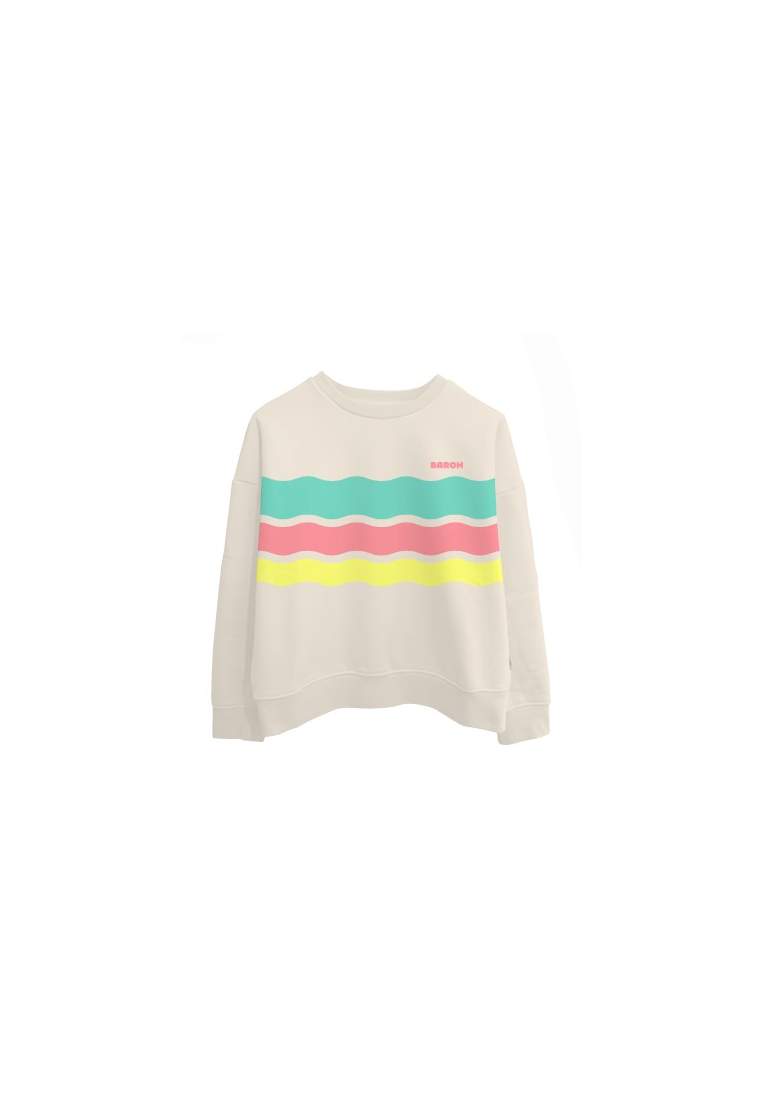Baron W Crew Oversize Tricolor Waves Ivoire Turquoise