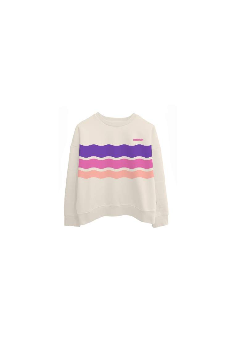 Baron W Crew Oversize Tricolor Waves Ivoire Violet