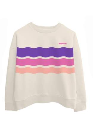 Baron W Crew Oversize Tricolor Waves Ivoire Violet