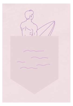 Baron W T-Shirt Ample Surfeur Rose Pastel