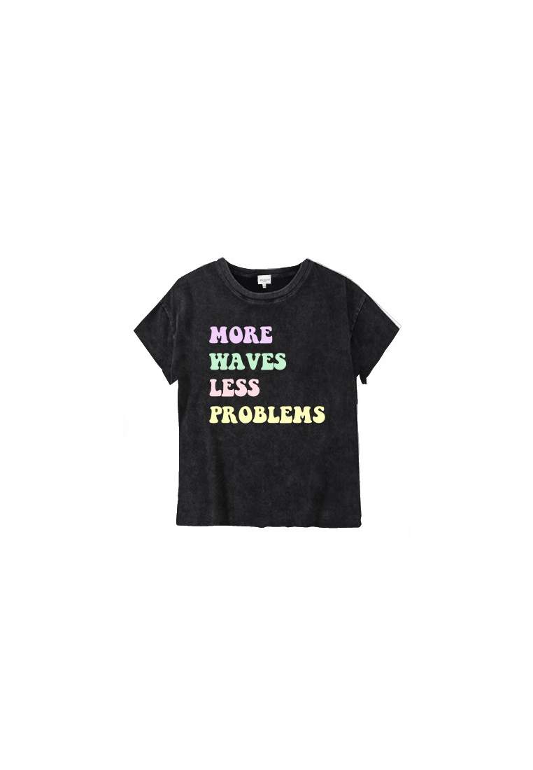 Baron W T-Shirt Ample More Waves Noir Washed