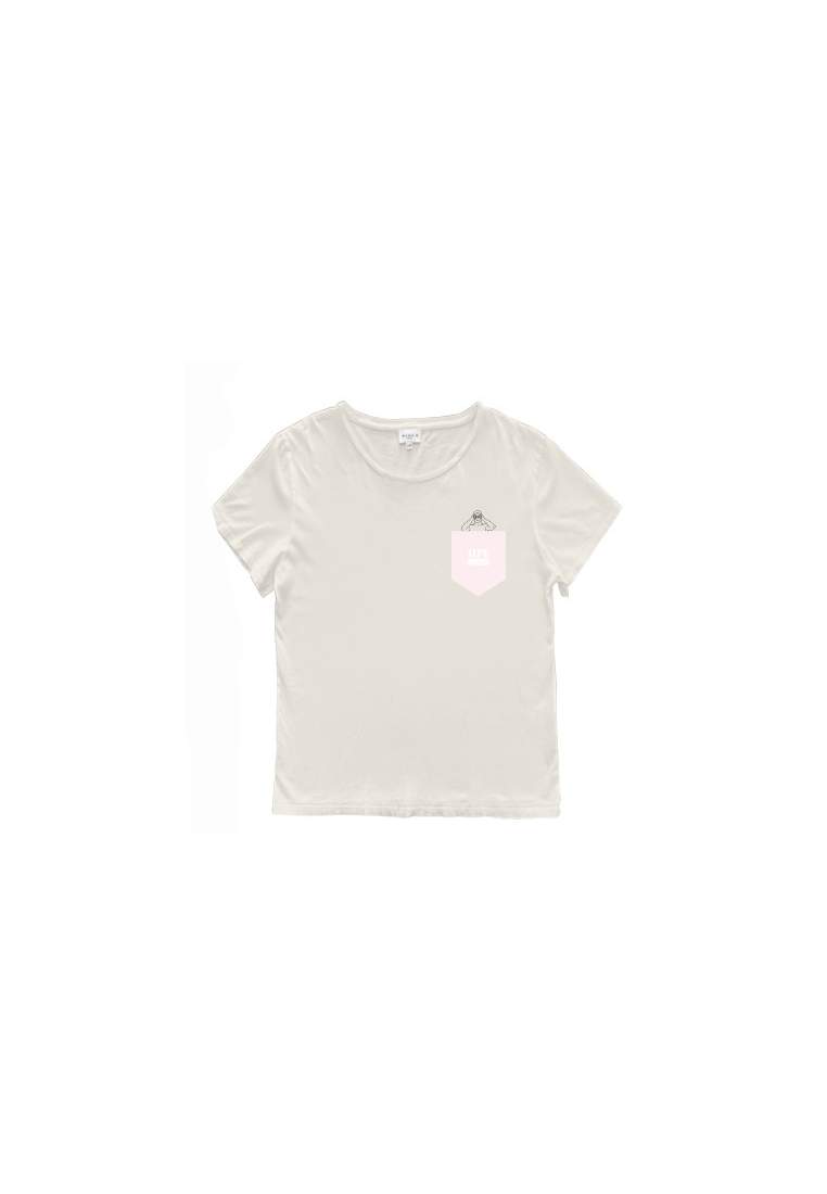 Baron W T-Shirt Ample Life Guard Ivoire Rose Pastel