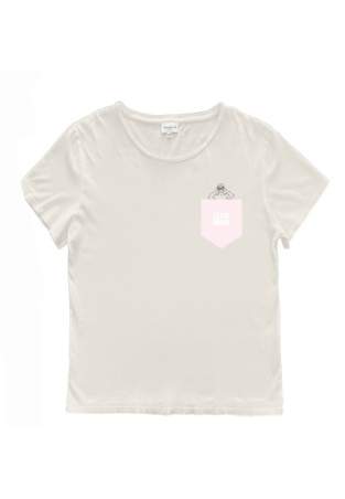 Baron W T-Shirt Ample Life Guard Ivoire Rose Pastel