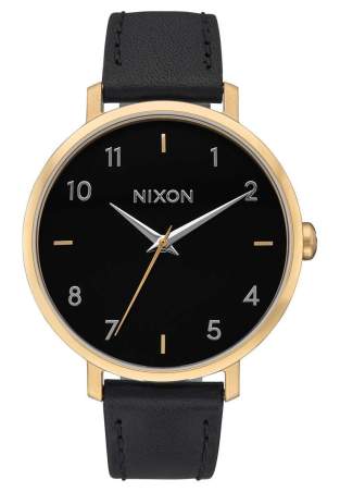 nixon arrow leather gold black