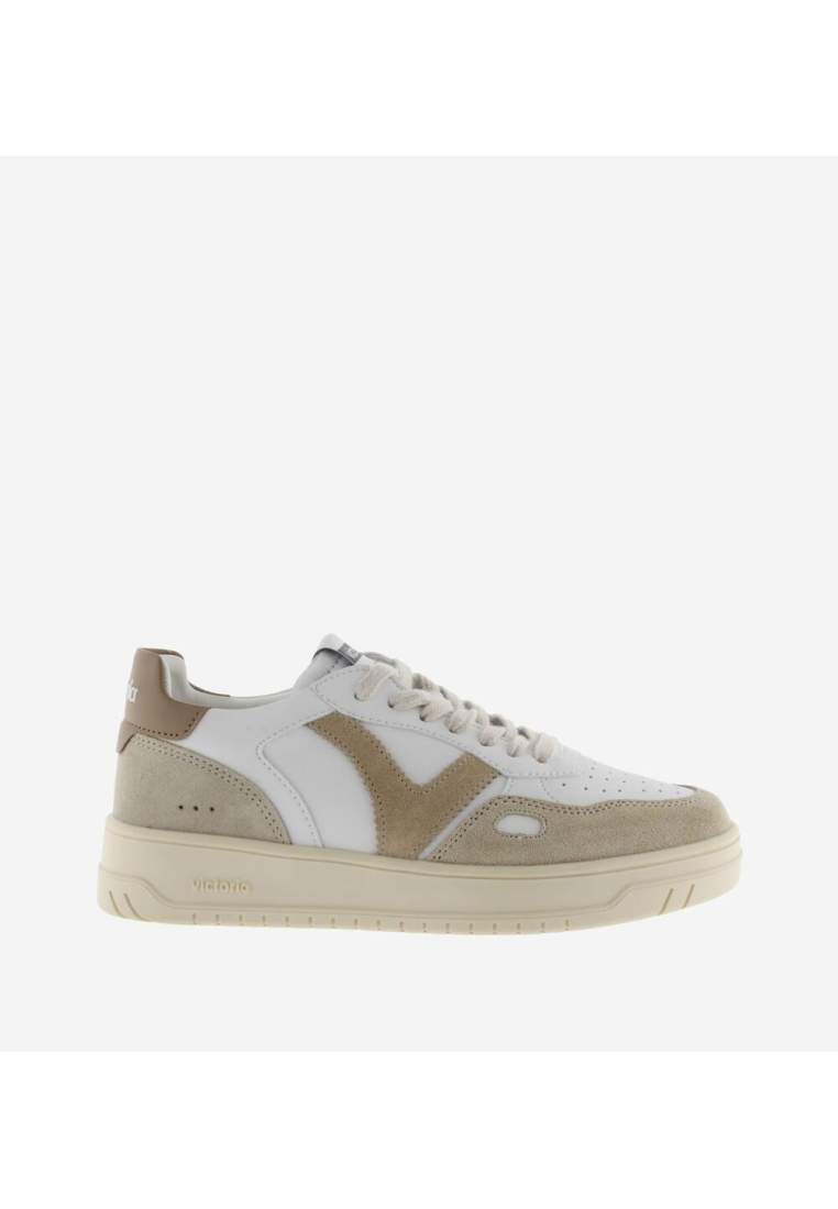 Victoria Seul Effet Cuir & Cuir Fendu Beige