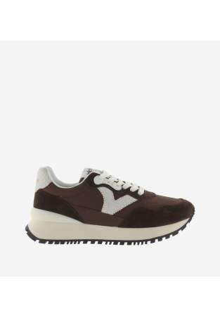 Victoria Viento Nylon & Cuir Fendu Chocolate