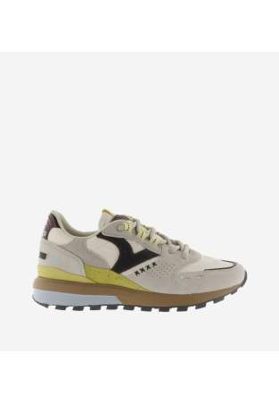 Victoria Luna Nylon & Cuir Fendu Beige