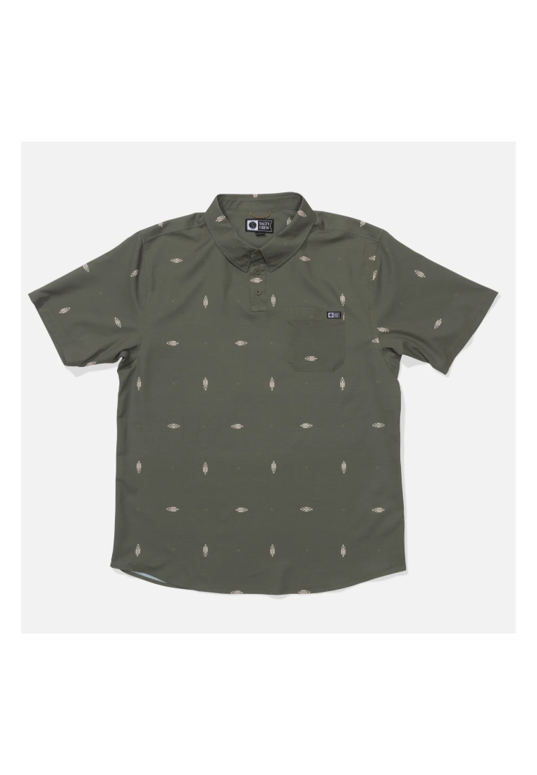 Salty Crew Breezer Perf Polo Olive