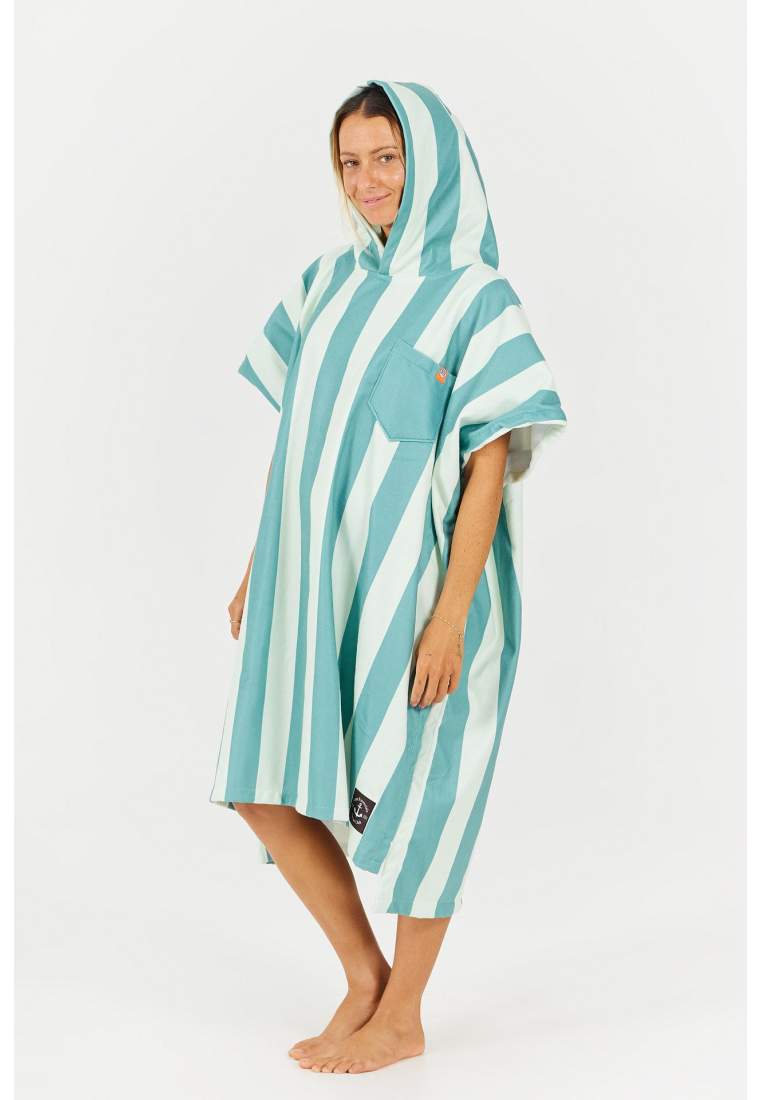 After Essentials Poncho Swim Club Stripes Green