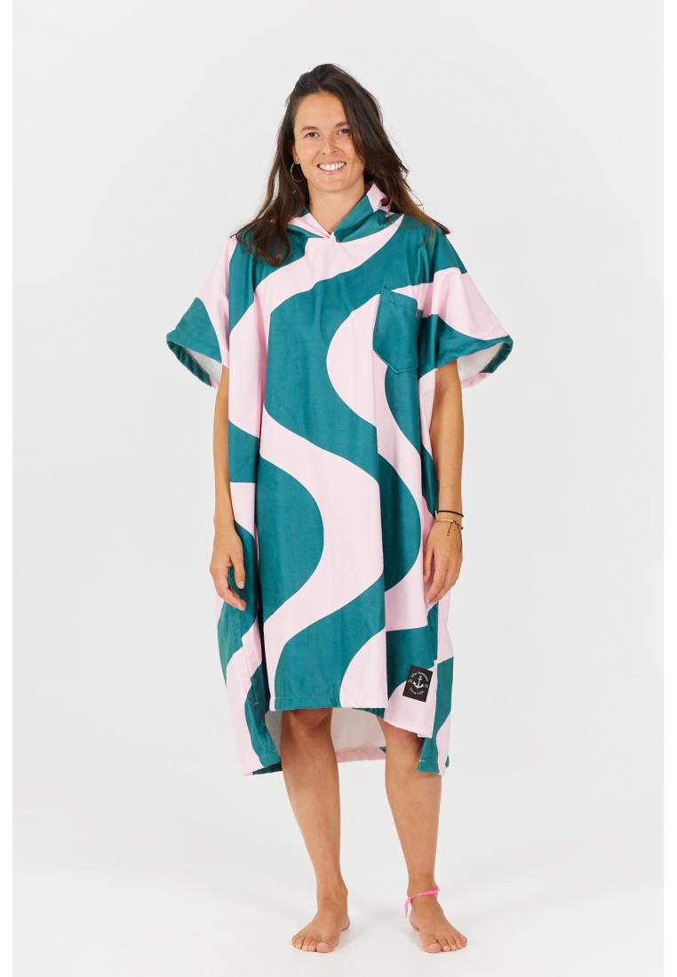 After Essentials Poncho Swim Club Ondulations Pink Green