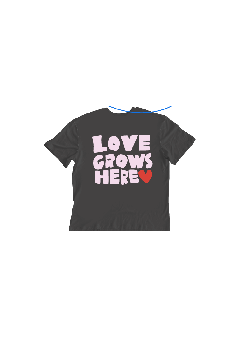 Baron W T-Shirt Love Grows Here Noir Washed