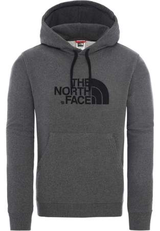 the north face m lt drew peak po hd tnf medium grey heather-tnf black