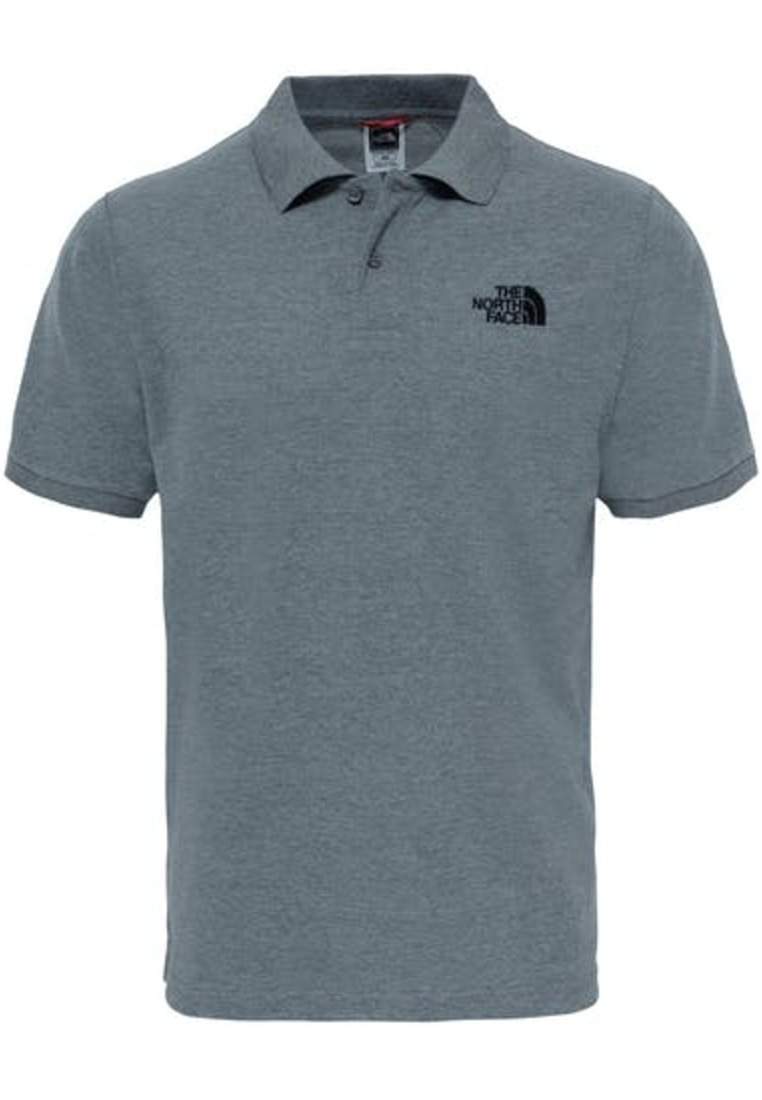 the north face m polo piquet tnf medium grey heather (std)-tnf black