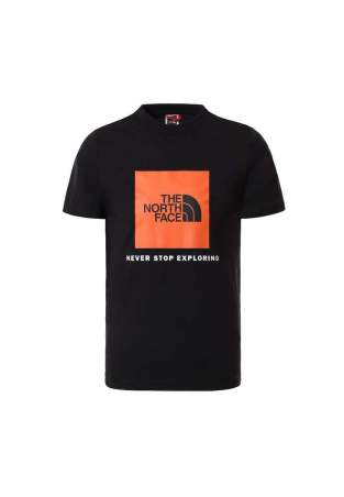 the north face y ss box tee junior tnf black red orange
